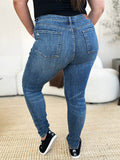 Judy Blue Full Size Mid Waist Distressed Slim Jeans - Hovatok