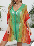 Openwork Contrast V-Neck Cover-Up - Hovatok