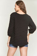 ADORA Bubble Texture Round Neck Blouse - Hovatok