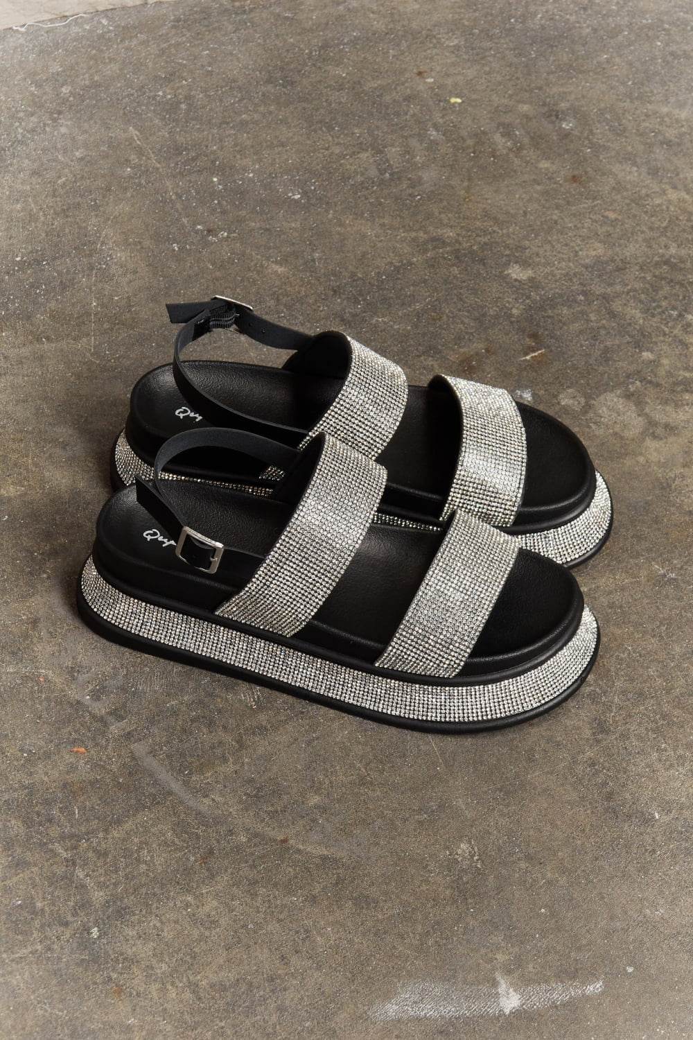 Qupid Shine On Platform Rhinestone Slingback Sandal - Hovatok