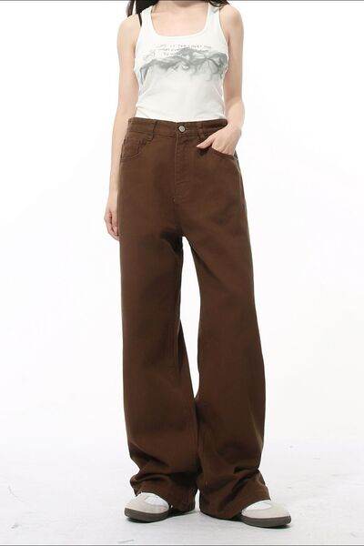 Pocketed Wide Leg Men's Jeans - Hovatok