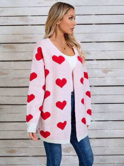 Angel Wings Heart Open Front Long Sleeve Cardigan - Hovatok