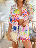 Devine Printed Button Down Shirt and Shorts Set - Hovatok