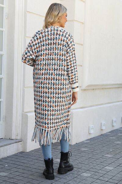 Angel Wings Full Size Multicolored Open Front Fringe Hem Cardigan - Hovatok