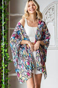 Heimish Full Size Multi Color Snake Open Cardigan Plus Size - Hovatok