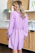 Double Take Full Size Drawstring Long Sleeve Romper - Hovatok