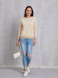 Round Neck Dropped Shoulder Sweatshirt - Hovatok