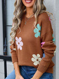 Angel Wings Flower Round Neck Long Sleeve Sweater - Hovatok