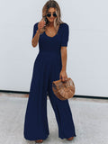 Scoop Neck Short Sleeve Jumpsuit - Hovatok