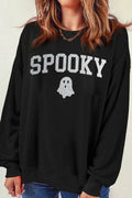 SPOOKY Round Neck Long Sleeve Sweatshirt - Hovatok