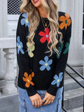Angel Wings Flower Round Neck Long Sleeve Sweater - Hovatok