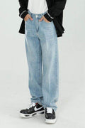 Mid Rise Wide Straight Jeans with Pockets - Hovatok