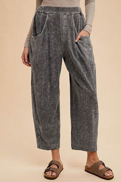 Annie Wear Mineral Washed Elastic Waist Pants - Hovatok