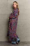 Angel Wings Full Size Multicolored Open Front Fringe Hem Cardigan - Hovatok
