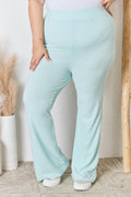 RISEN Full Size High Waist Ultra Soft Knit Flare Pants - Hovatok