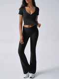 Devine Short Sleeve Top and Bootcut Legging Set - Hovatok
