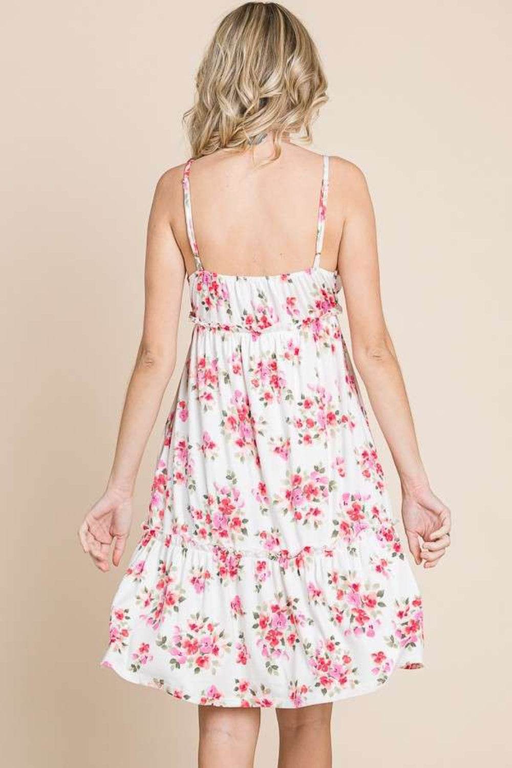 Culture Code Full Size Floral Frill Cami Dress - Hovatok