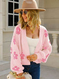 Angel Wings Flower Open Front Long Sleeve Cardigan - Hovatok