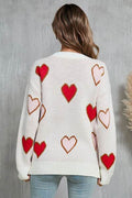 Angel Wings Contrast Heart Round Neck Long Sleeve Sweater - Hovatok