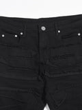 Men's Washed Distressed Panelled Jeans - Hovatok