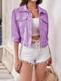 Full Size Cropped Denim Jacket Plus Size - Hovatok