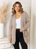 Angel Wings Star Pattern Open Front Cardigan with Pockets - Hovatok