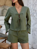Devine Double Tied V-Neck Top and Shorts Set - Hovatok