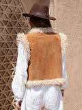 Fuzzy Open Front Vest Coat - Hovatok