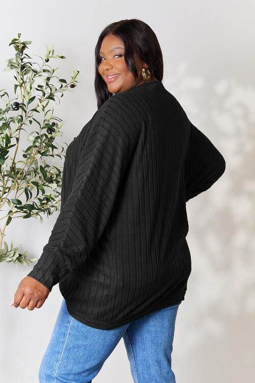 Basic Bae Full Size Ribbed Cocoon Cardigan - Hovatok