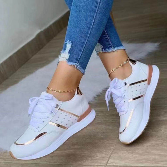 Round Toe Lace Up Platform Sneakers - Hovatok