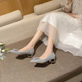 Glitter Point Toe Block Heel Pumps - Hovatok
