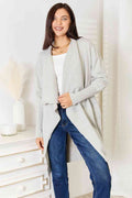 Angel Wings Open Front Duster Cardigan with Pockets - Hovatok