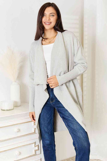 Angel Wings Open Front Duster Cardigan with Pockets - Hovatok