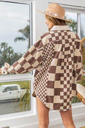 BiBi Checkered Button Down Corduroy Shacket - Hovatok