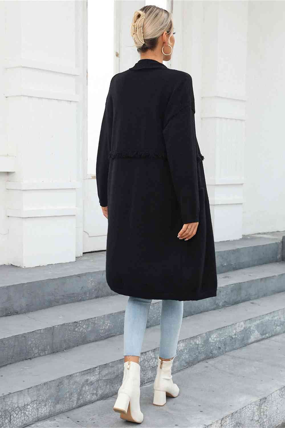 Angel Wings Open Front Pocketed Cardigan - Hovatok