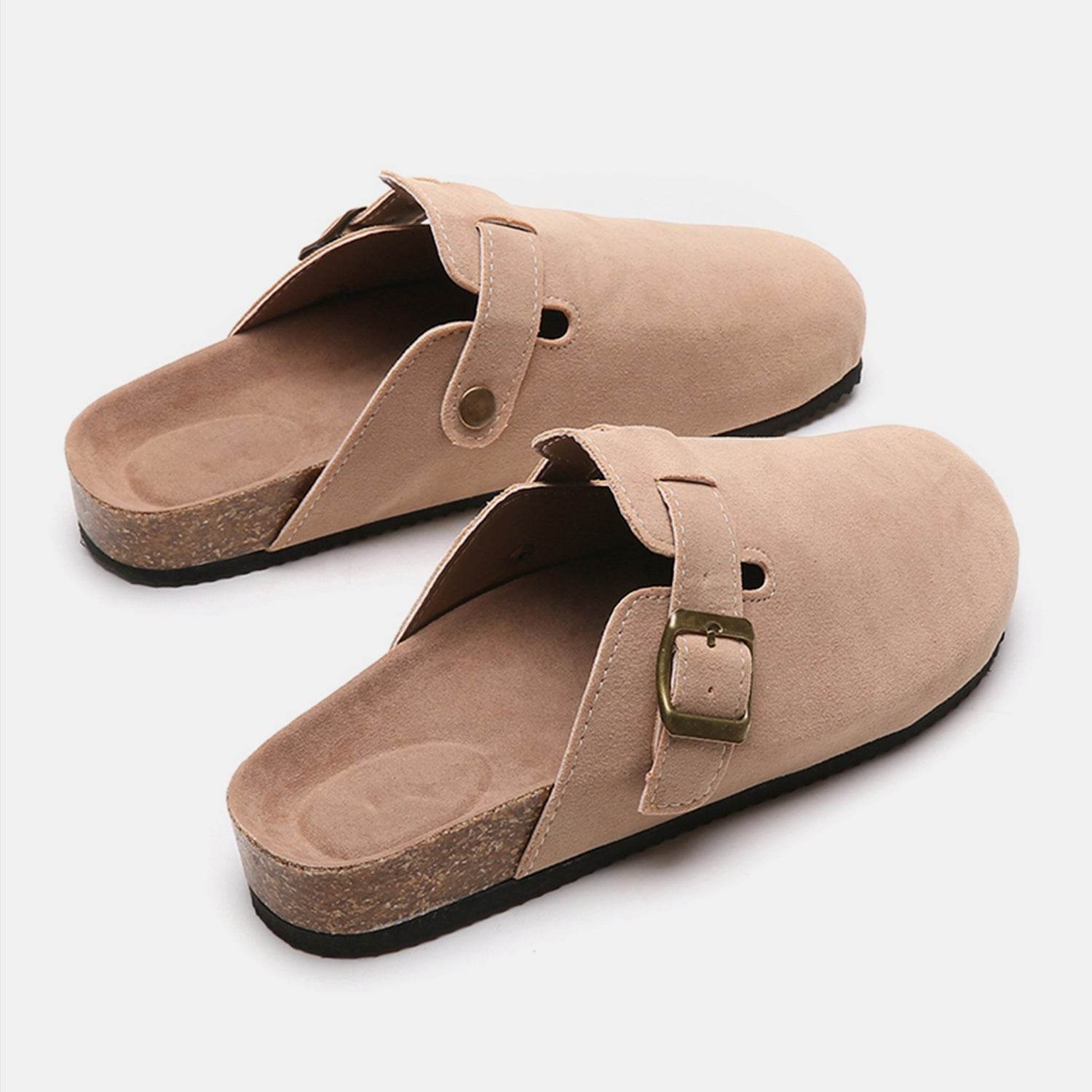 Suede Closed Toe Buckle Slide - Hovatok