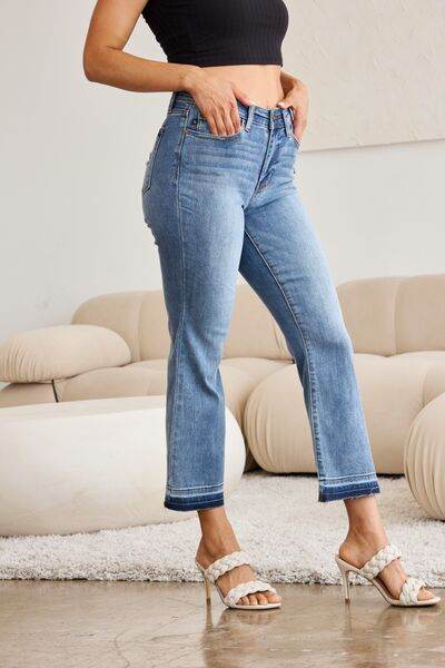 Judy Blue Full Size Release Hem Cropped Bootcut Jeans - Hovatok