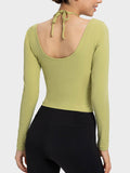 Millennia Halter Neck Long Sleeve Sporty Top - Hovatok