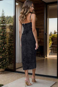 Cutout Slit Spaghetti Strap Denim Dress - Hovatok