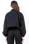 American Bazi Full Size Drawstring Hem Cargo Pocket Cropped Worker Jacket Plus Size - Hovatok