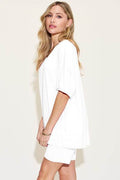 Basic Bae Bamboo Full Size V-Neck Drop Shoulder T-Shirt and Shorts Set - Hovatok