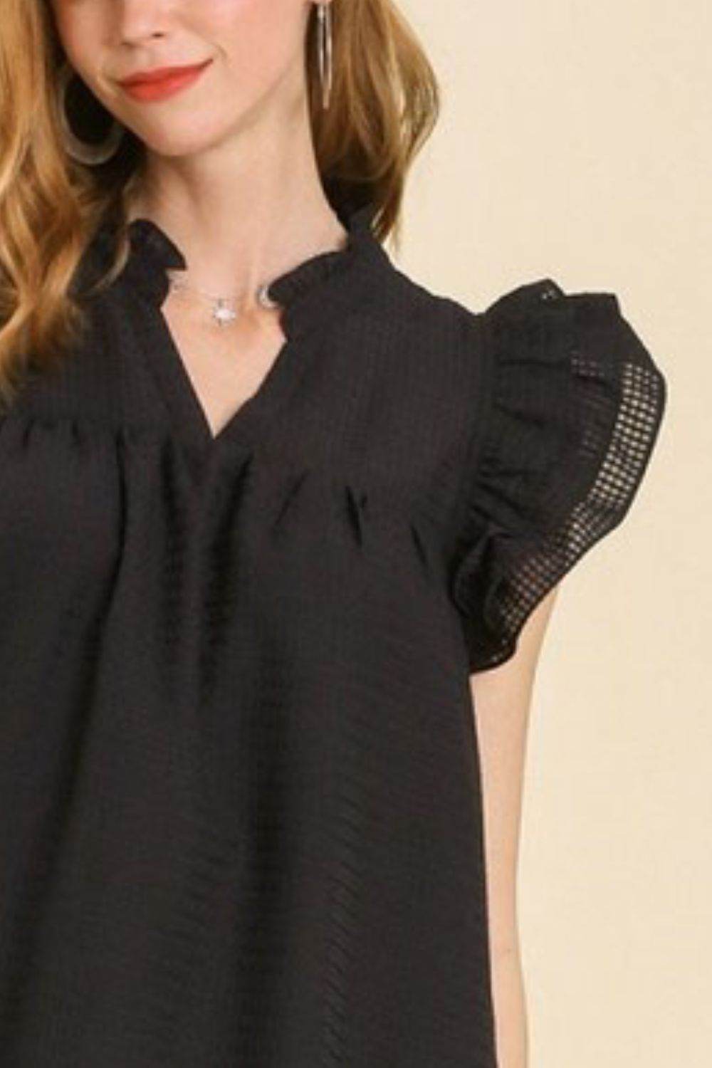 Umgee Full Size Layered Ruffle Sleeve Mini Dress Plus Size - Hovatok