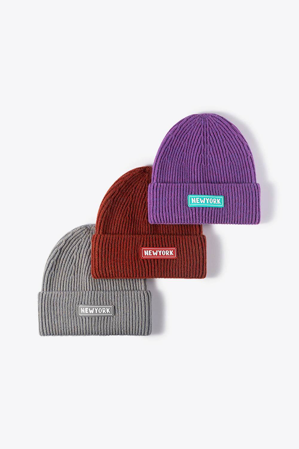 NEWYORK Patch Rib-Knit Cuffed Beanie - Hovatok
