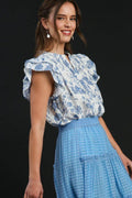 Umgee Full Size Two Tone Boxy Cut Floral Print Plus Size - Hovatok