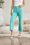 RFM Crop Chloe Full Size Tummy Control High Waist Raw Hem Jeans - Hovatok