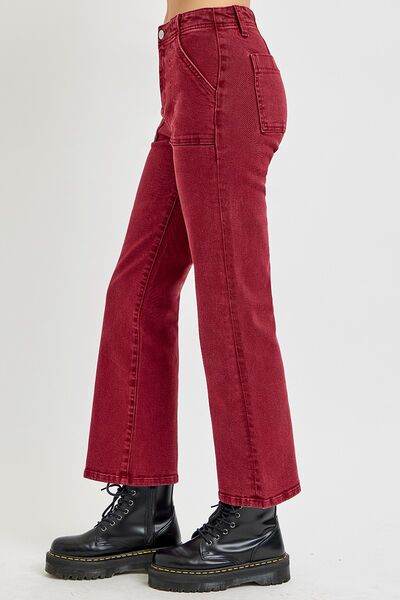 RISEN Full Size High Rise Straight Jeans with Patch Pockets - Hovatok