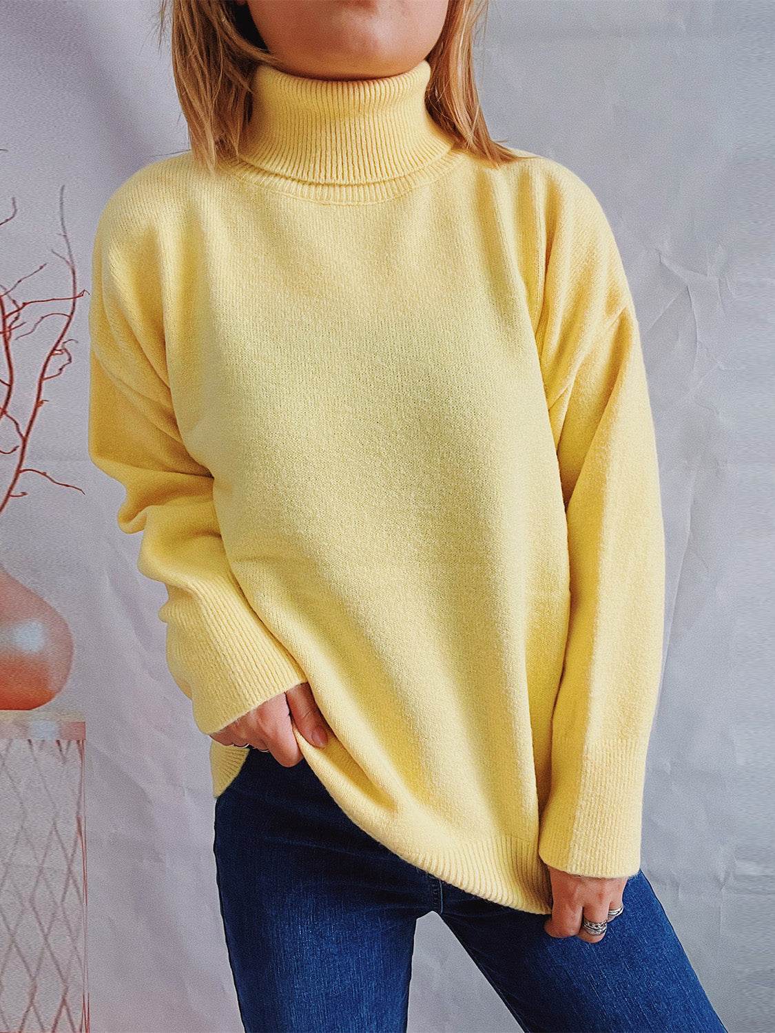 Turtleneck Long Sleeve Sweater - Hovatok
