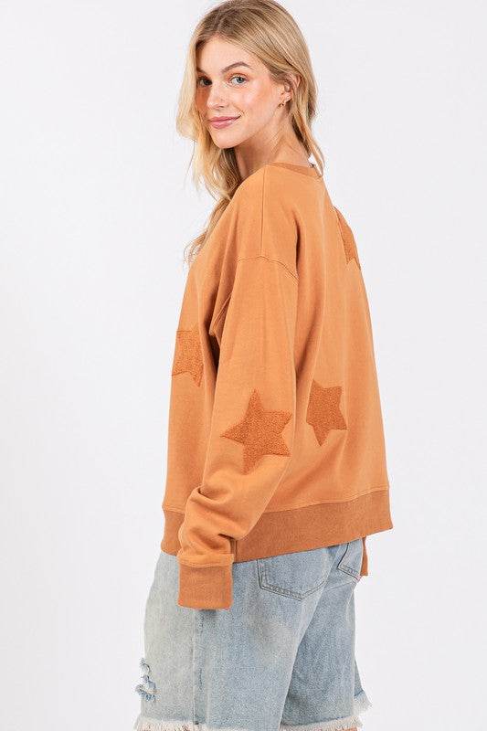 SAGE + FIG Star Patch Long Sleeve Sweatshirt - Hovatok