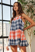 ADORA Plaid Tiered Babydoll Cami - Hovatok