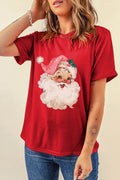 Santa Round Neck Short Sleeve T-Shirt - Hovatok
